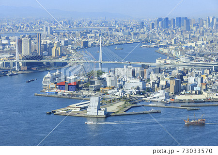 大阪　都市風景　南港　大阪府咲洲庁舎からの眺め 73033570