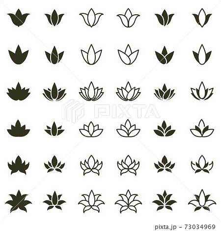 Lotus flower icon set 73034969