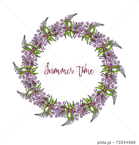 Floral frame with summer flowers and leaves 73034988