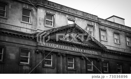 Royal Mineral Water Hospital in Bath England in black and white 73036896