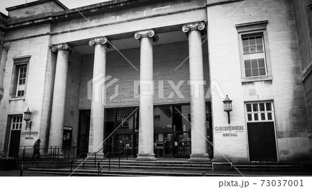 Gloucestershire Shire Hall in Gloucester England in black and white 73037001