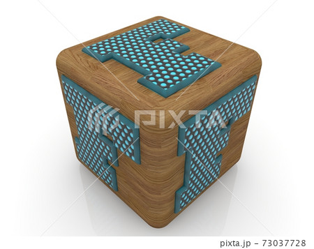 Toy wood cube with F letters on white background 73037728