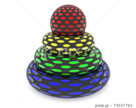 Abstract toy rings in various colors on white background 73037762