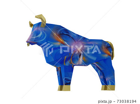 Black Fractal Horoscope Bull isolated on white, a symbol of the new year 2021, 3d render 73038194