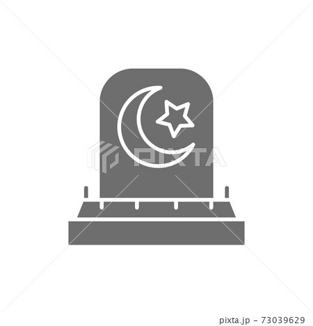 Tombstone with arabic sign, grave, gravestones gray icon. 73039629
