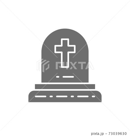 Tombstone with christian cross, grave, gravestones gray icon. Tombstone with christian cross, grave, gravestones gray icon. 73039630