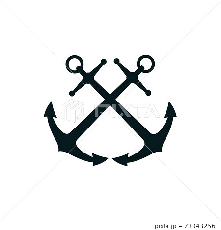 Crossed anchors silhouette vector illustration 73043256