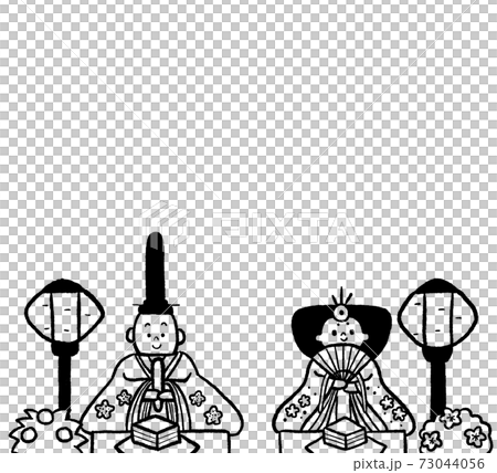 お雛様のイラストフレーム 線画のイラスト素材 73044056 Pixta