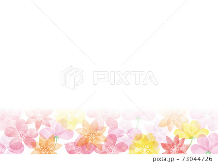 花フレーム ピンクと黄色 水彩01のイラスト素材