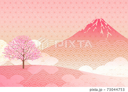 桜 富士山 春 背景のイラスト素材
