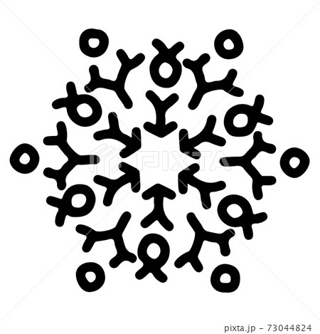 Abstract mandala ornament. Snowflake pattern. Black and white authentic background. Vector illustration. 73044824