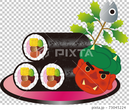 春 2月 節分 恵方巻 鬼 イラスト素材のイラスト素材