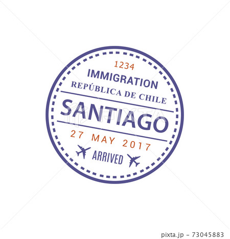 Santiago airport stamp isolated visa 73045883