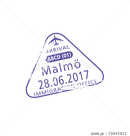 Sweden immigration office Malmo visa stamp isolate 73045912