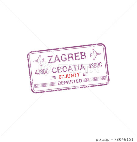 Zagreb airport visa stamp isolated Croatia control Zagreb airport visa stamp isolated Croatia control 73046151