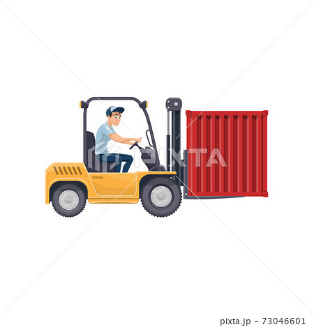 Warehouse Worker In Forklift Truckのイラスト素材