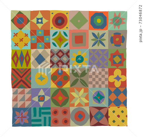 Talavera pattern. Indian patchwork. Turkish ornament. Moroccan tile mosaic. Spanish decoration. Ethnic background. 73046872