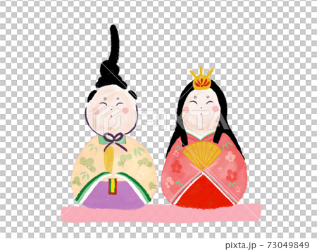 手描き水彩風 おひなさま 白背景 手描き水彩風 おひなさま 白背景 73049849