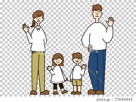 一家四口笑著揮舞著 73049945