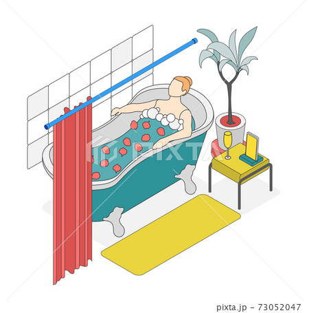 Self Care Concept Isometric Colored Background 73052047