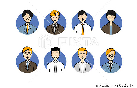 プロフィール用8人の男性ビジネスマンのサークルアイコン プロフィール用8人の男性ビジネスマンのサークルアイコン 73052247
