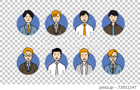プロフィール用8人の男性ビジネスマンのサークルアイコン プロフィール用8人の男性ビジネスマンのサークルアイコン 73052247