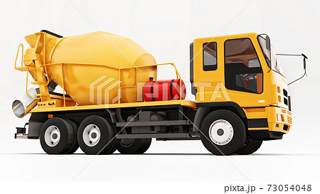 Orange Concrete Mixer Truck White Background のイラスト素材