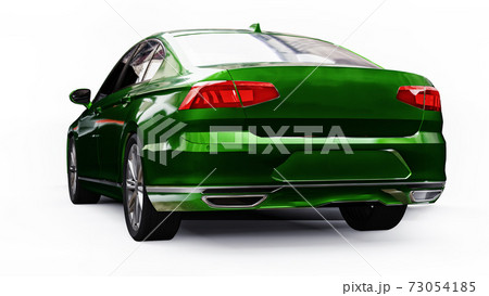 3d rendering of a brandless generic green car in a white studio environment 73054185