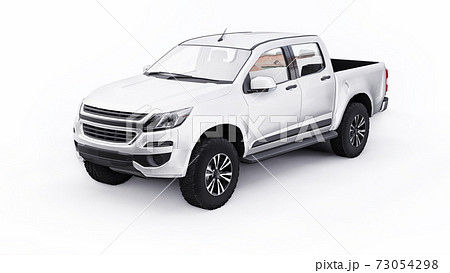 White Pickup Car On A White Background 3d のイラスト素材