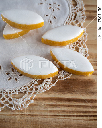 Typical almond sweets from france calissons d'aix 73054564