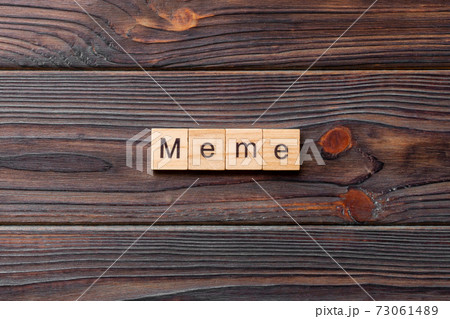 meme word written on wood block. meme text on table, concept 73061489