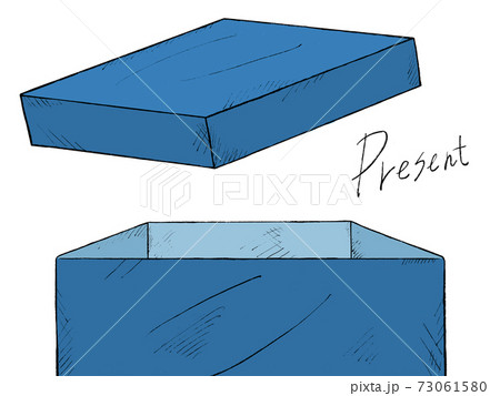 四角いプレゼント箱の手書きイラストイメージのイラスト素材