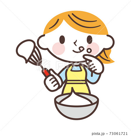 ホイップクリームを舐める女性のイラスト素材