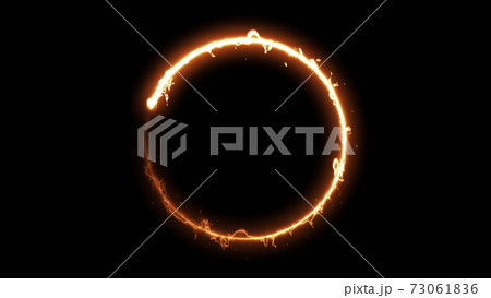 Computer generated fire ring on black background. 3d rendering of abstract fire circle 73061836