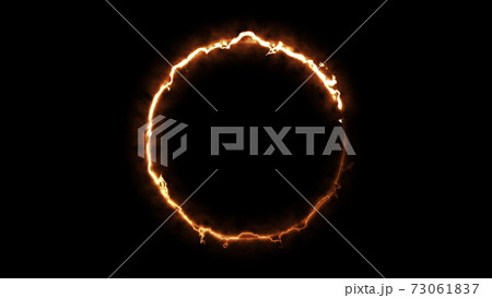Computer generated fire ring on black background. 3d rendering of abstract fire circle 73061837