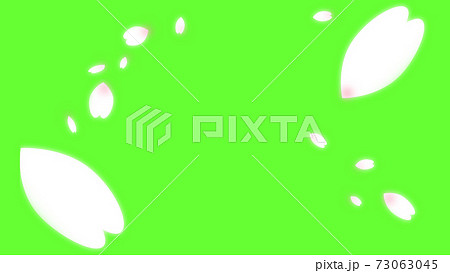 桜の花びら 蛍光色 緑 散る 舞う 背景素材 バックグラウンド 風に吹かれる Background のイラスト素材