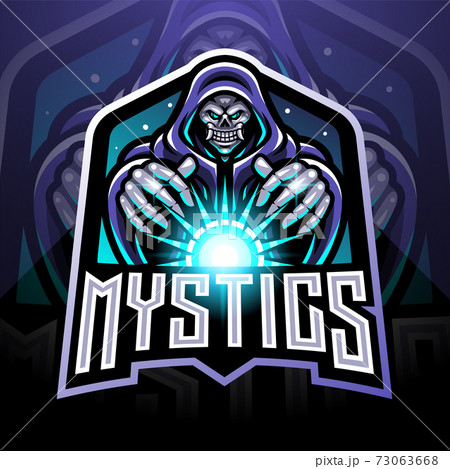 Skull wizard esport gaming mascot logo holding a magical ball Skull wizard esport gaming mascot logo holding a magical ball 73063668