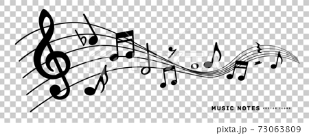 五線譜に乗ってメロディーを奏でる音符のベクターイラスト のイラスト素材