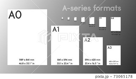 A-series paper formats size, A0 A1 A2 A3 A4 A5...のイラスト素材