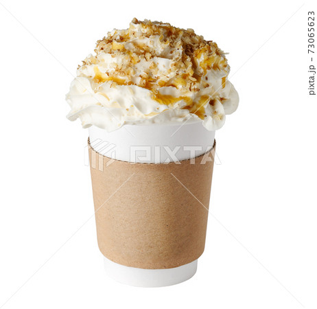 Coffee drink covered with whipped cream isolated Coffee drink covered with whipped cream isolated 73065623