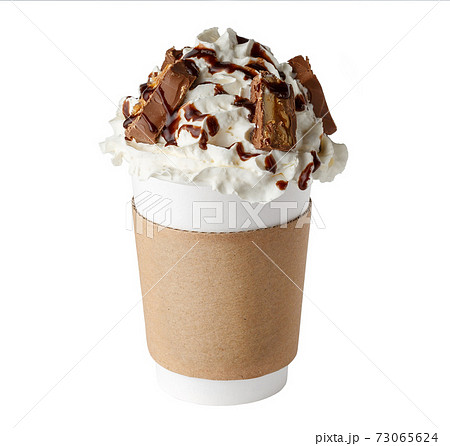 Coffee drink covered with whipped cream isolated Coffee drink covered with whipped cream isolated 73065624