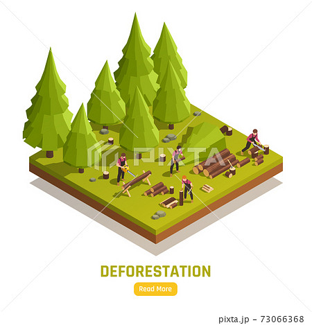Lumberjack Isometric Composition 73066368