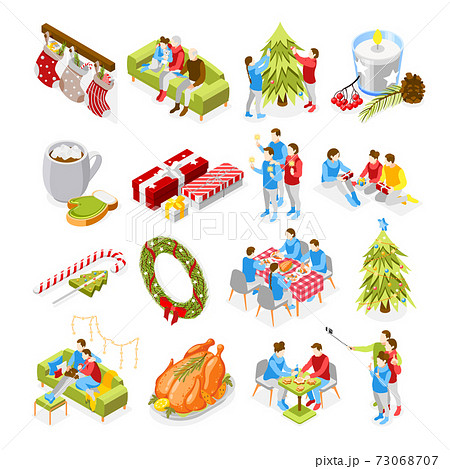 Christmas Mood Isometric Icons 73068707