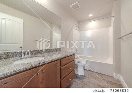 Interior of a modern bathroom with marble vanity Interior of a modern bathroom with marble vanity 73068856