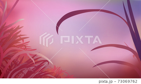 Abstract red pink colour background with glade grass, horizontal panoramic view. Meadow blur. Abstract red pink colour background with glade grass, horizontal panoramic view. Meadow blur. 73069762