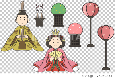 お内裏様とお雛様 セットのイラスト素材