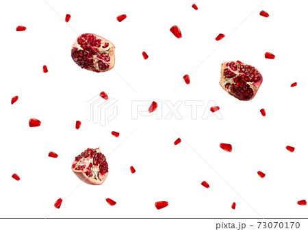 Background pomegranate slices and grains isolated Background pomegranate slices and grains isolated 73070170
