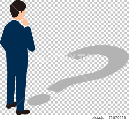 困擾的商人和問號,等距,矢量圖的陰影 困擾的商人和問號,等距,矢量圖的陰影 73070656