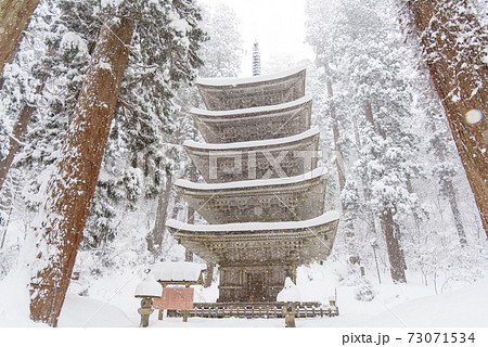 冬の羽黒山五重塔 73071534