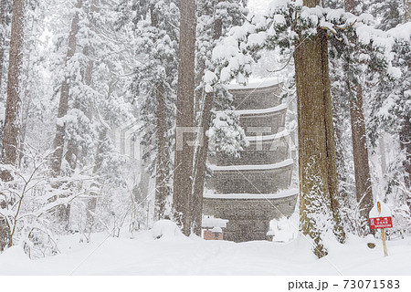 冬の羽黒山五重塔 冬の羽黒山五重塔 73071583